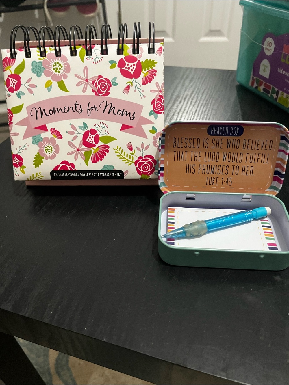 Moments for Moms Floral Inspirational Desk Flip Calendar - Pink & White